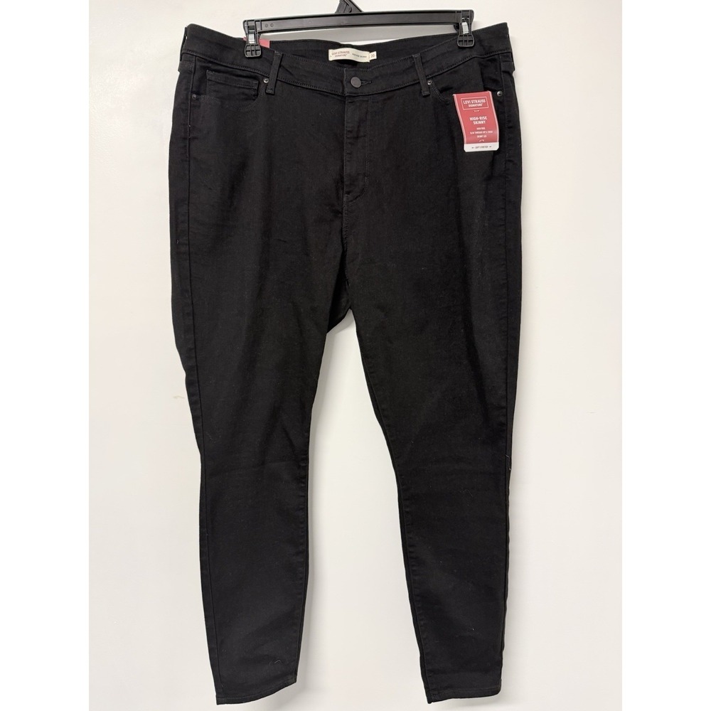 Levi Strauss Signature High Rise Skinny Jeans Black Womens Size 20 Stretch #57